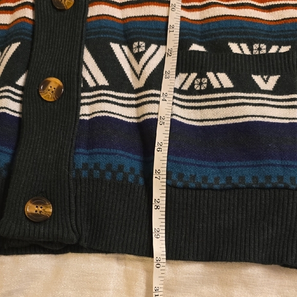 Paul Jones Men's Patterned Cardigan in Blue, Orange, and White - Picture 14 of 15
